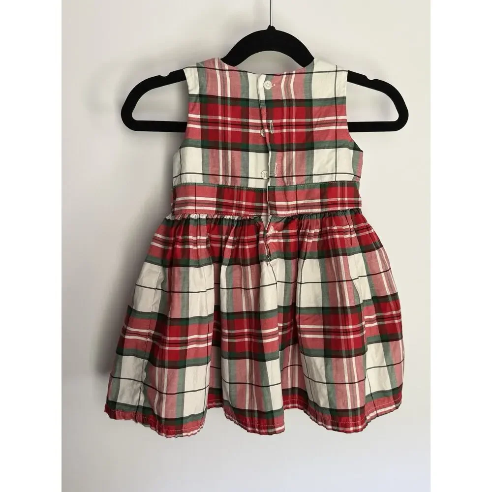 Carter’s Girls 12M Sleeveless Christmas Plaid Dress Bow Crinoline Holiday